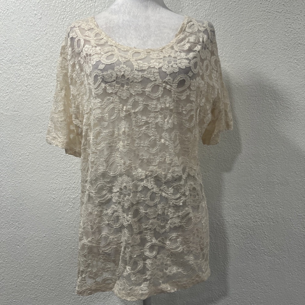 Vintage Adrian Jordan Y2K Cream Lace Women's Top Fairy